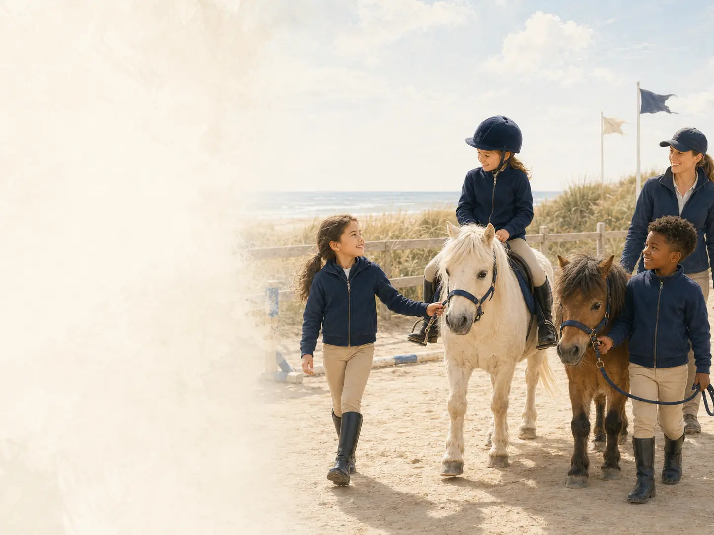 Deux enfants profitent d'un stage à poney